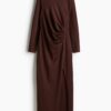 H & M - Gedrapeerde jurk - Bruin