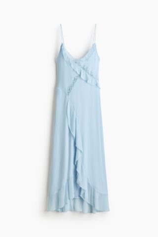 H & M - Volantjurk met kant - Lichtblauw