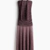 H & M - Gedrapeerde jurk van mesh - Donkerbruin/Gestippeld
