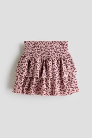 H & M - Gedessineerde volantrok - Dusty Roze/Bloemen