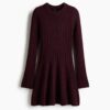 H & M - Ribgebreide jurk - Bordeauxrood