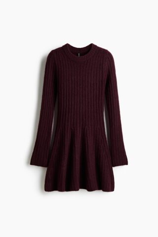 H & M - Ribgebreide jurk - Bordeauxrood