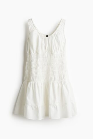 H & M - Jurk met smokwerk - Wit