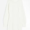 H & M - Gebreide jurk met turtleneck - Wit