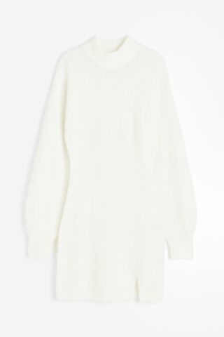 H & M - Gebreide jurk met turtleneck - Wit
