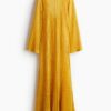 H & M - Maxi-jurk van pointelletricot - Mosterdgeel