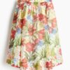 H & M - Mini-bandeaujurk - Wit/Bloemen