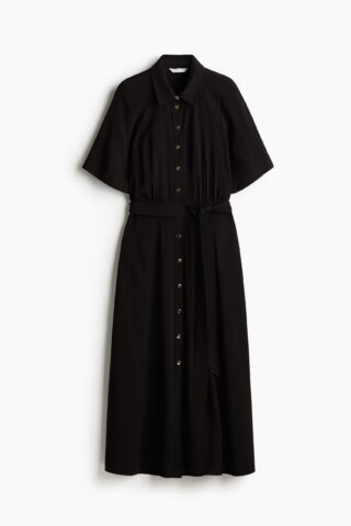 H & M - Overhemdjurk met strikceintuur - Zwart