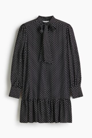 H & M - Tuniekjurk met strik - Zwart/Stippen