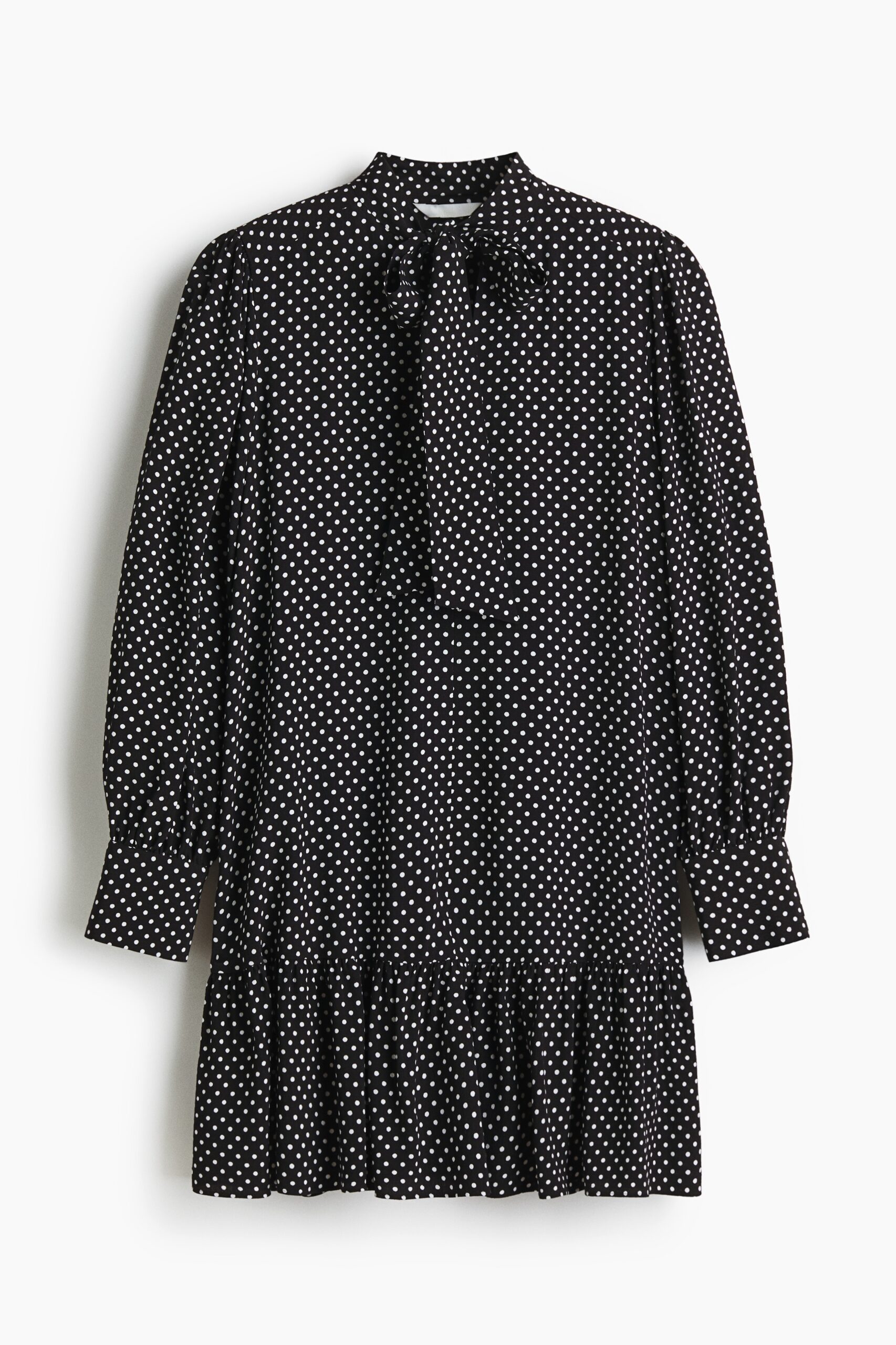 H & M - Tuniekjurk met strik - Zwart/Stippen H & M - Tuniekjurk met strik - Zwart/Stippen