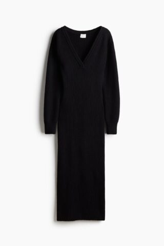 H & M - Ribgebreide jurk - Zwart