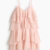 H & M - Chiffon jurk met volants - Lichtroze