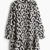 H & M - Oversized overhemdjurk - Zwart/Dessin
