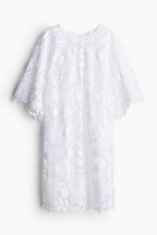 H & M - Kanten jurk met strikbandjes - Wit