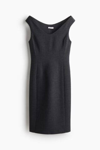 H & M - Off-the-shoulder kokerjurk - Donkergrijs