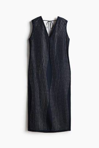 H & M - Jurk met stras - Marineblauw/Zilverkleurig