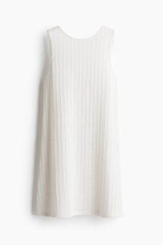 H & M - Structuurgebreide mouwloze jurk - Wit