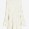 H & M - Ribgebreide jurk - Roomwit