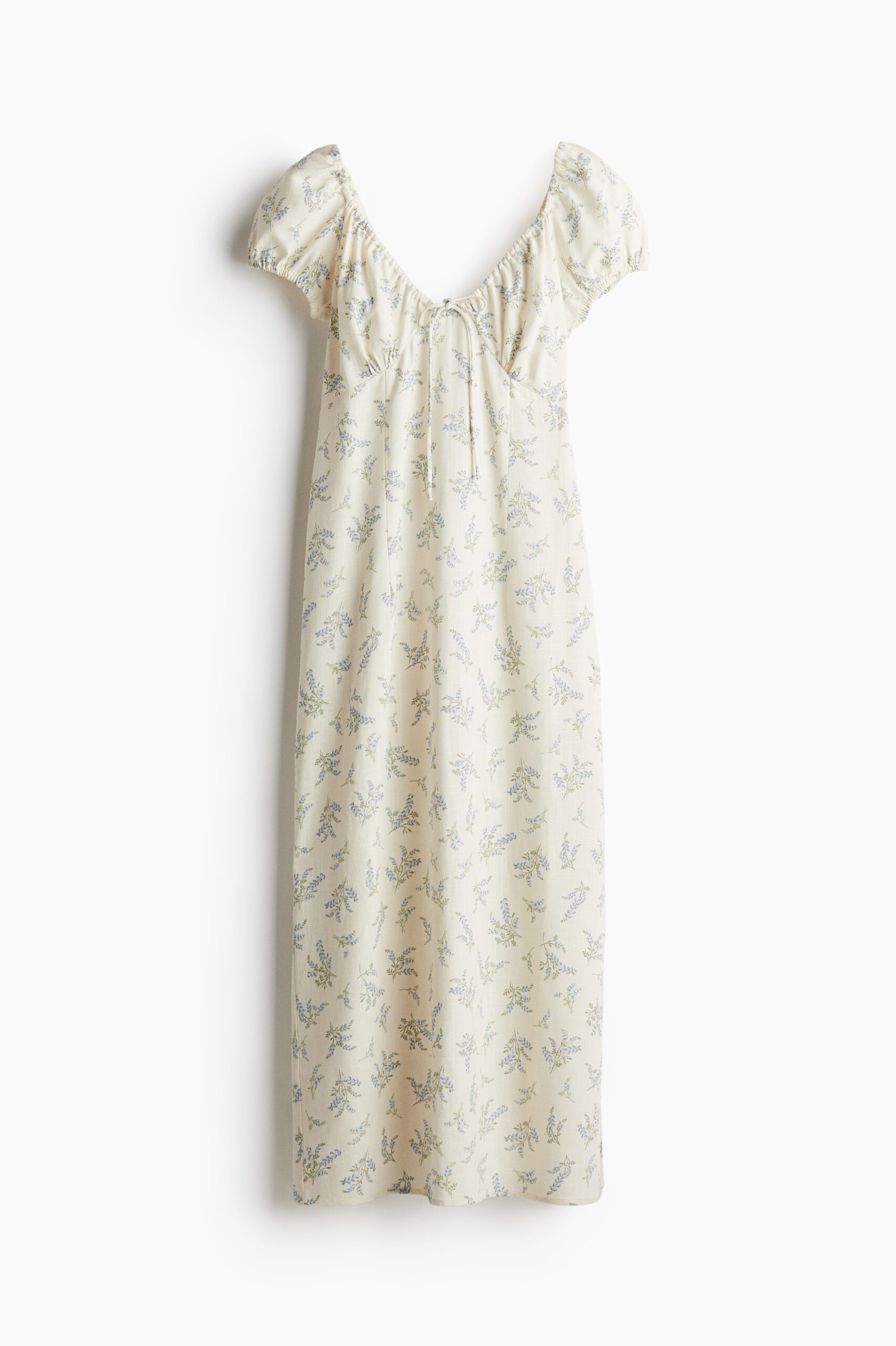 H & M - Maxi-jurk met strikbandjes - Roomwit/Bloemen H & M - Maxi-jurk met strikbandjes - Roomwit/Bloemen