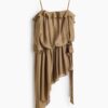 H & M - Asymmetrische jurk met volants - Kakigroen