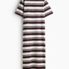 H & M - Lange T-shirtjurk - Wit/Bruin Gestreept