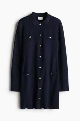 H & M - Gebreide mini-jurk - Marineblauw