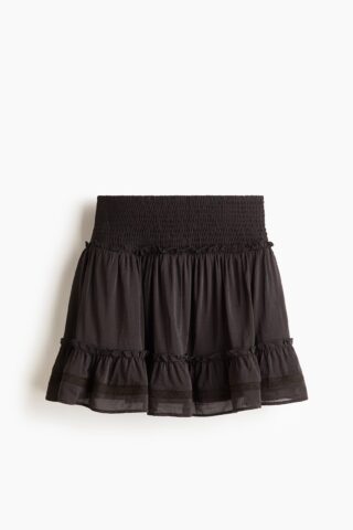 H & M - Strokenrok van viscosemix - Zwart