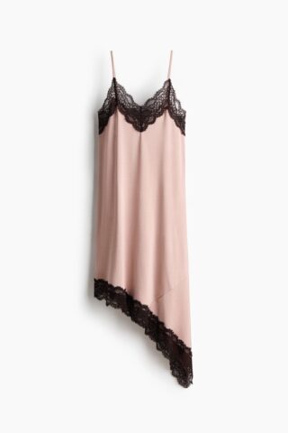 H & M - Strappy jurk met kant - Lichtroze