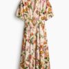 H & M - Katoenen overhemdjurk met ceintuur - Lichtbeige/Bloemen