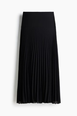 H & M - Plissérok van chiffon - Zwart