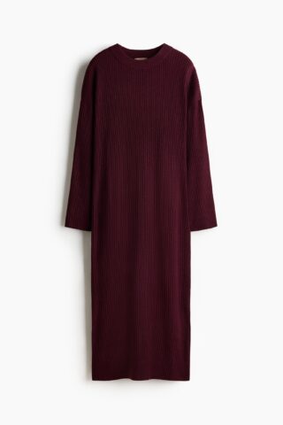 H & M - Ribgebreide jurk - Bordeauxrood