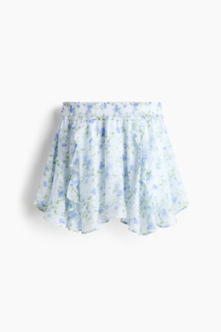H & M - Rok van lyocellmix met volants - Lichtblauw/Bloemen