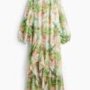 H & M - Geplooide maxi-jurk - Lichtroze/Dessin
