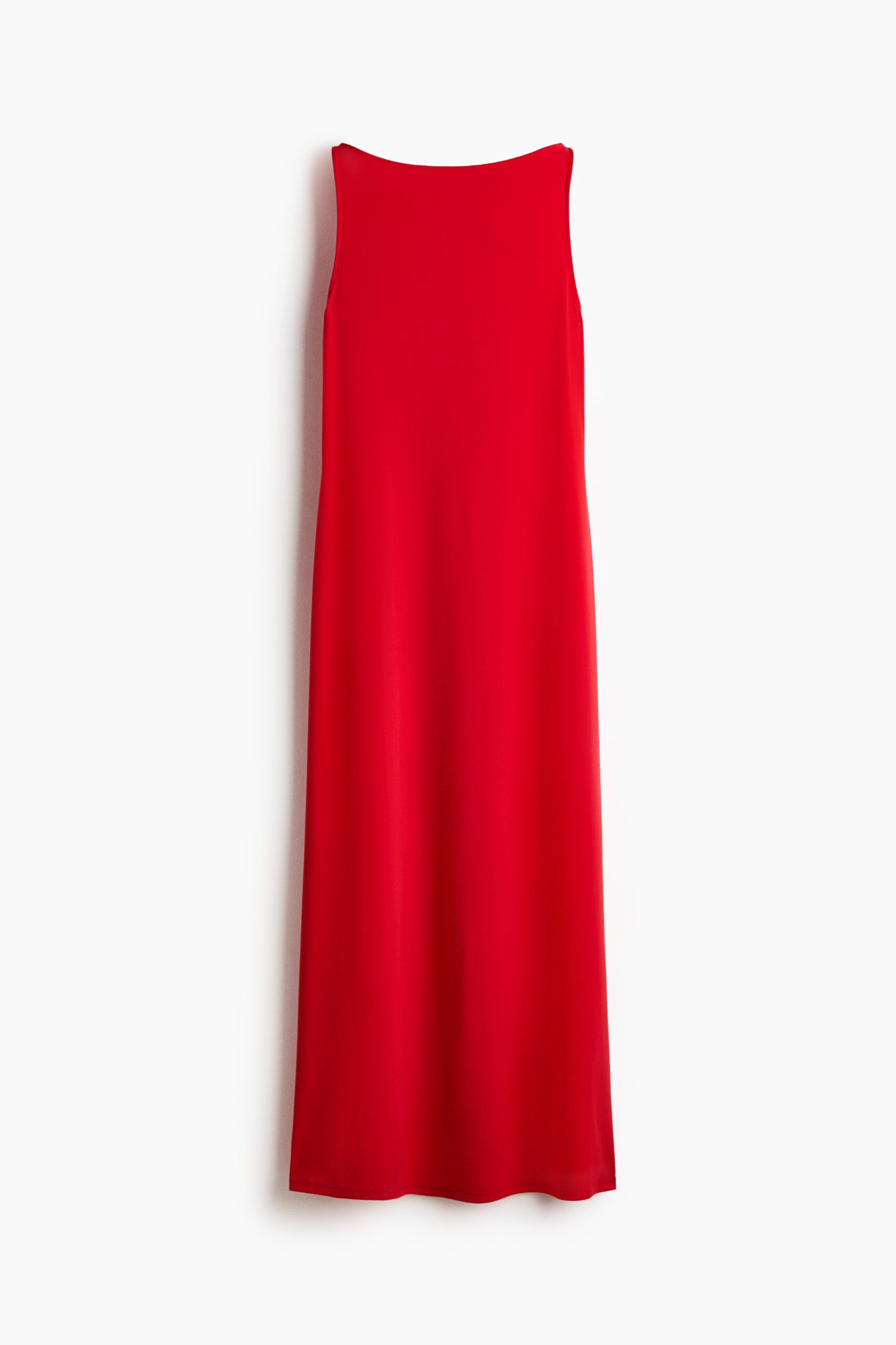 H & M - Tricot jurk met boothals - Helderrood
