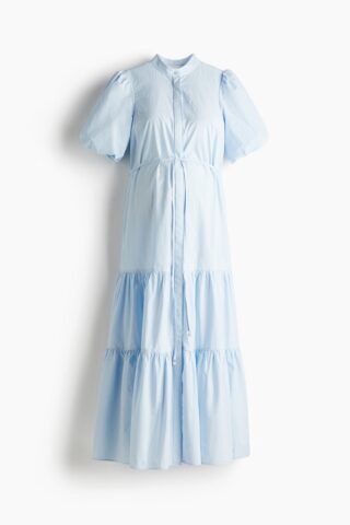 H & M - MAMA Katoenen strokenjurk - Lichtblauw