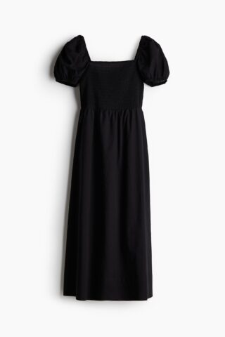 H & M - Katoenen jurk met pofmouwen - Zwart