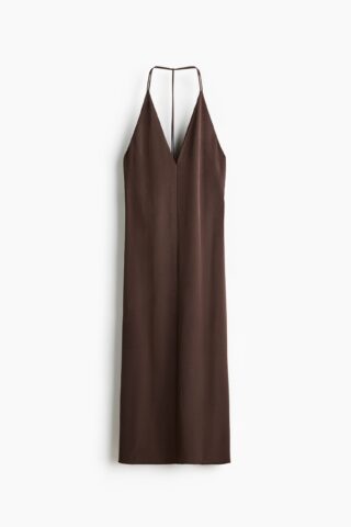 H & M - Halterjurk - Donkerbruin