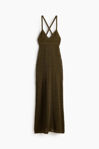 H & M - Maxi-jurk met gehaakte look - Donker Kakigroen
