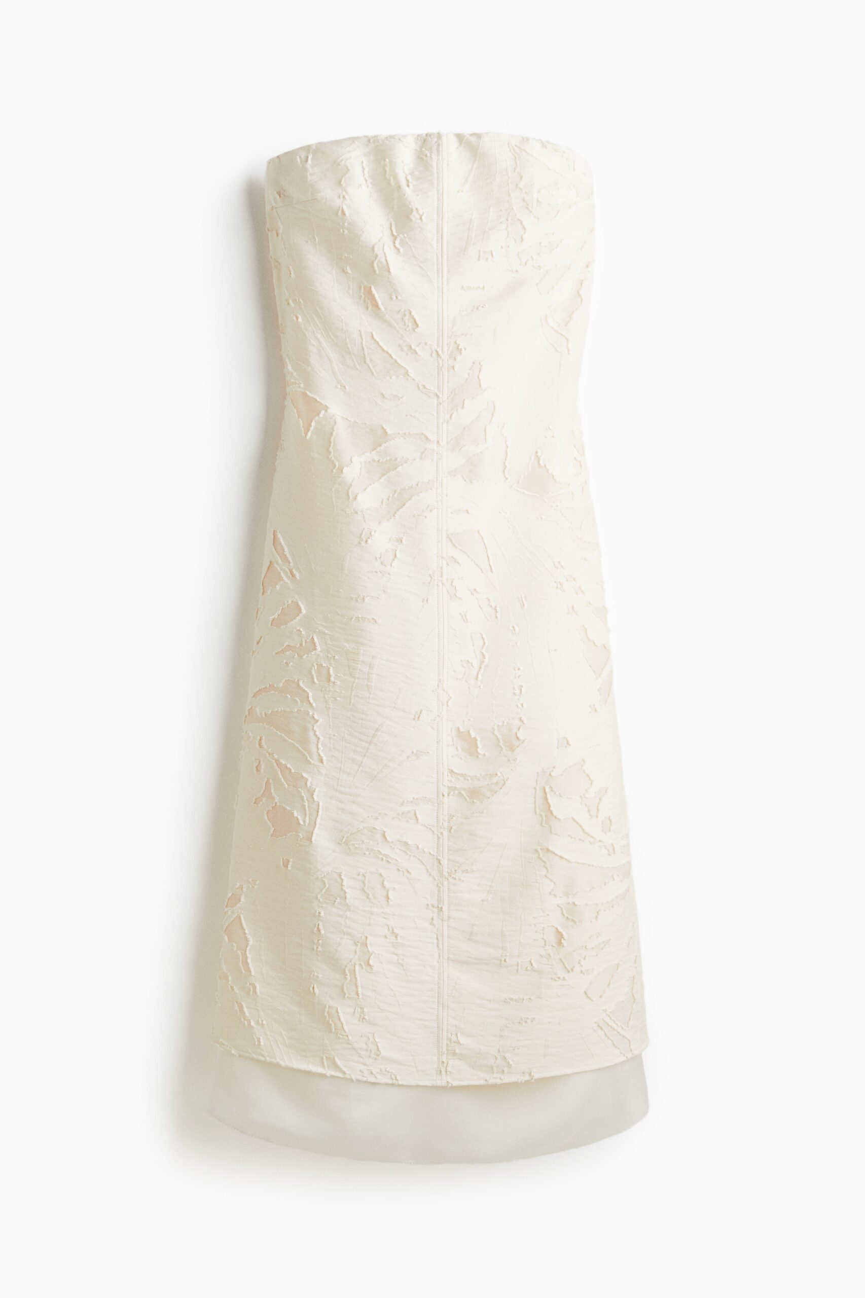H & M - Jacquardgeweven bandeaujurk - Roomwit