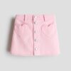 H & M - Denim A-linerok - Lichtroze/Polkadot