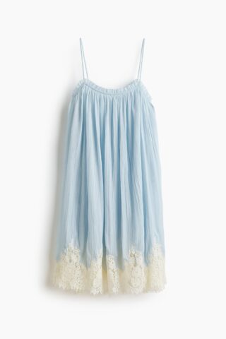 H & M - Strappy chiffon jurk met kant - Lichtblauw