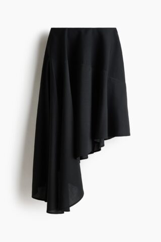 H & M - Asymmetrische rok van linnen en lyocell - Zwart