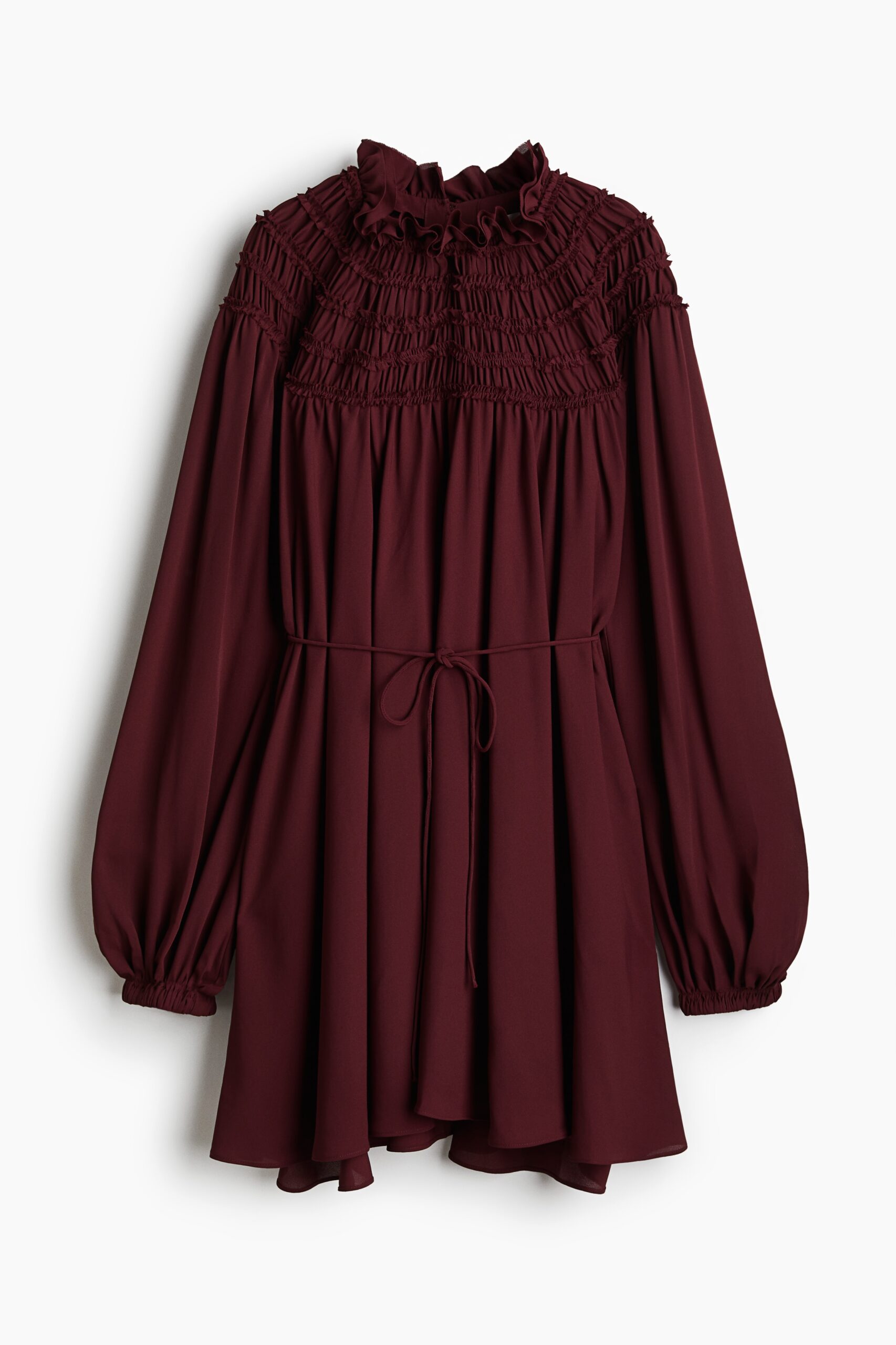 H & M - Jurk met smokwerk - Bordeauxrood H & M - Jurk met smokwerk - Bordeauxrood