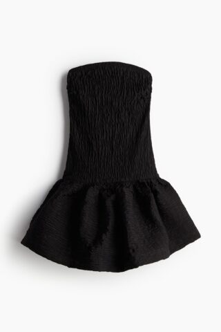 H & M - Bandeaujurk met smokwerk - Zwart