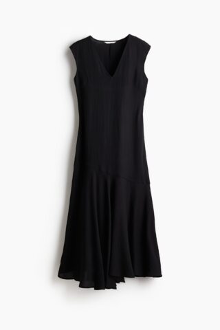 H & M - Satijnen jurk met V-hals - Zwart