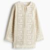 H & M - Tuniekjurk met gehaakte look - Roomwit