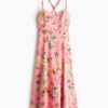 H & M - Flared jurk van linnenmix - Lichtroze/Bloemen