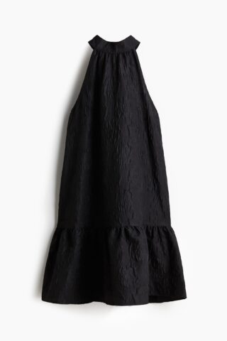 H & M - Jacquardgeweven jurk met strik - Zwart