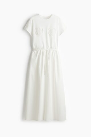 H & M - Katoenen jurk met drawstring - Wit