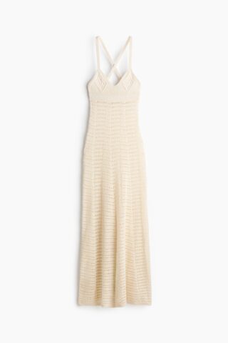 H & M - Maxi-jurk met gehaakte look - Roomwit